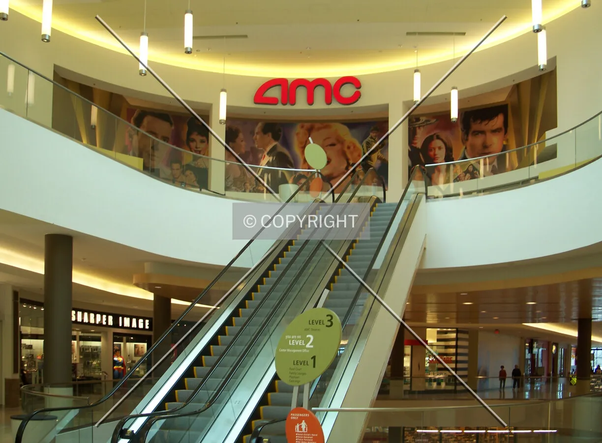 Looking up the escalator to the theatre entrance; January 4, 2008