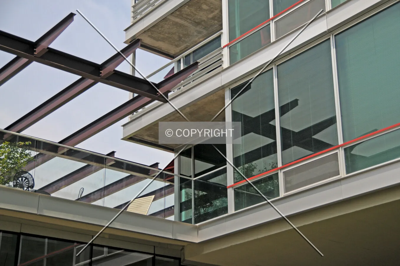 Facade and trellis textures at the second floor of the Maple Tower