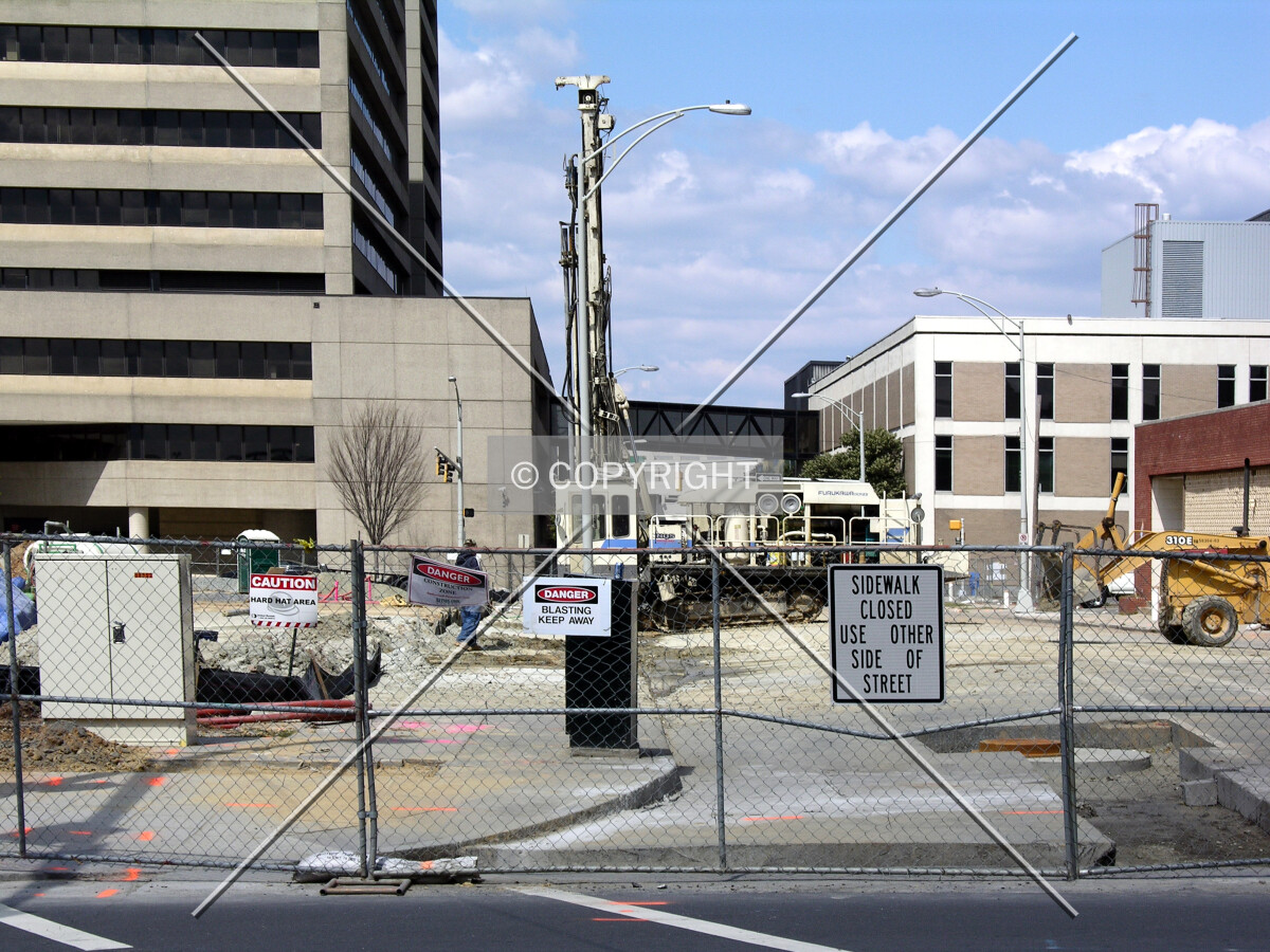 Looking west along West 1st Street