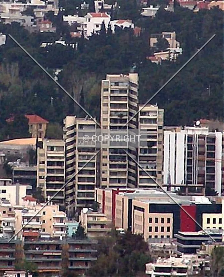 Distant view of the building from the Hymettus mountain