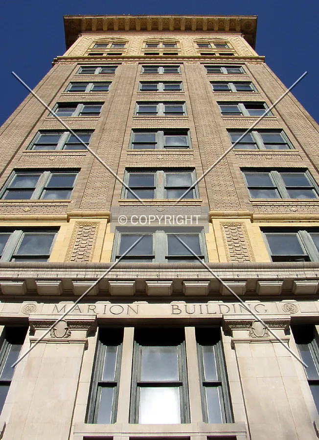 Looking up the southern facade from Broad Street