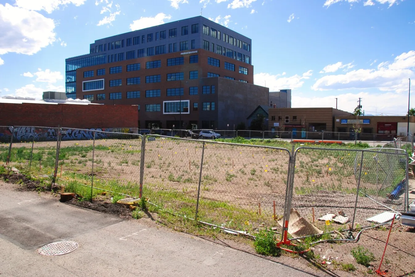 Looking at the site before construction began