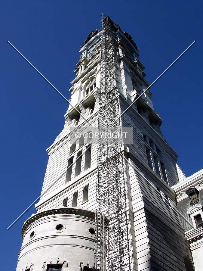 Looking up the tower from the southeast