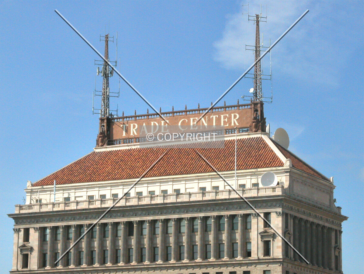 South side top floors and Trade Center sign