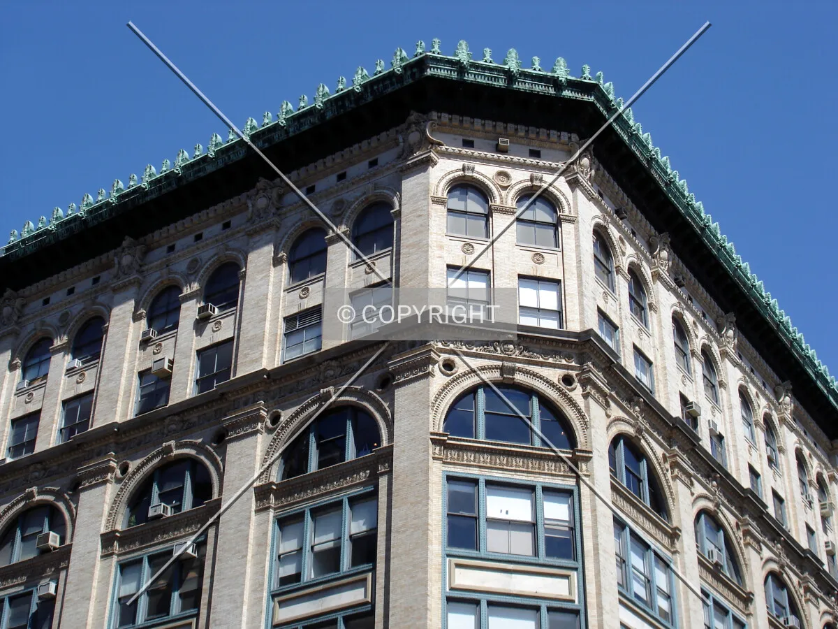 Closeup of the facade on the southeast side