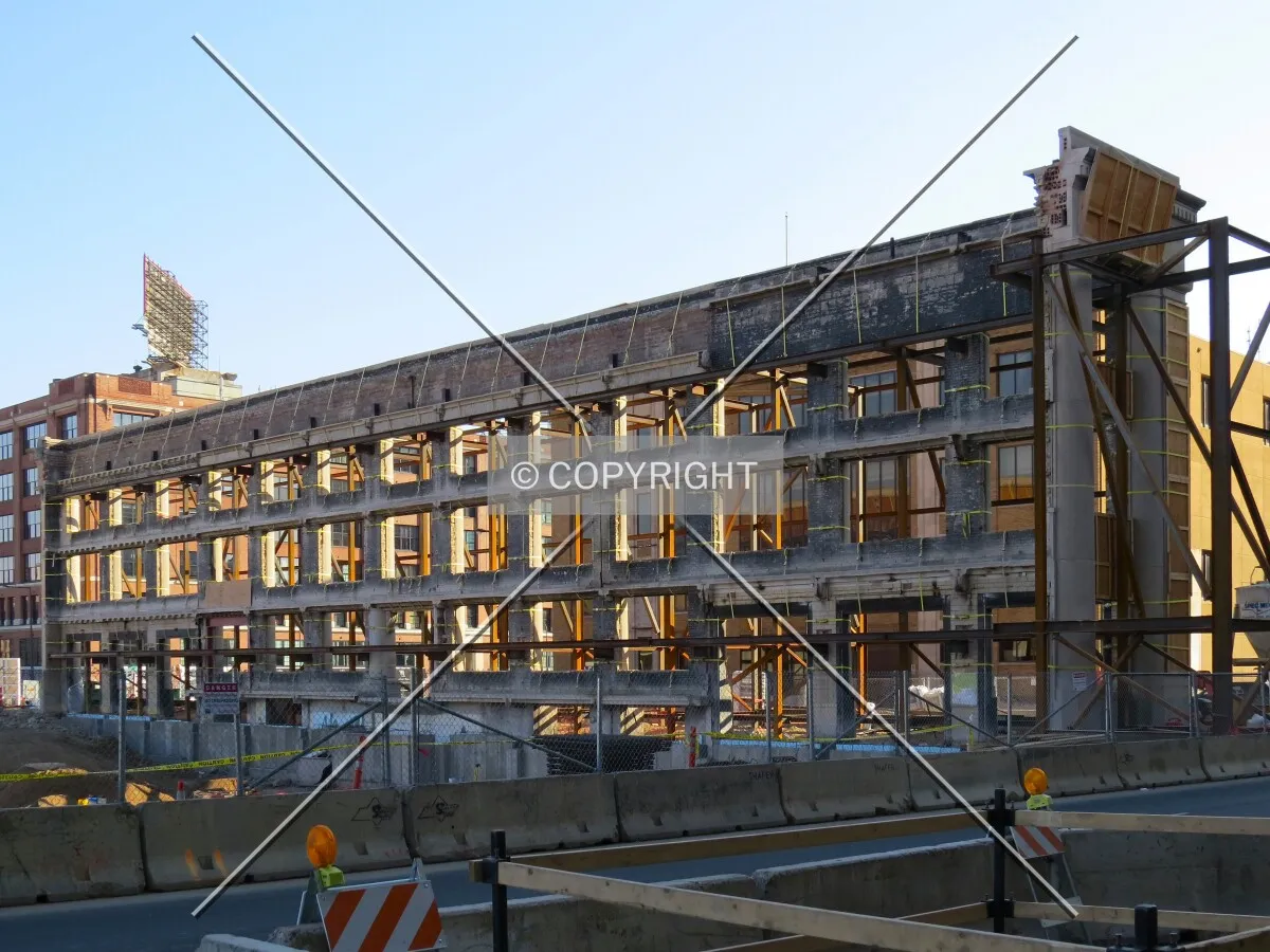 Rear of the facade of the old Public Safety Building from Minnesota Street