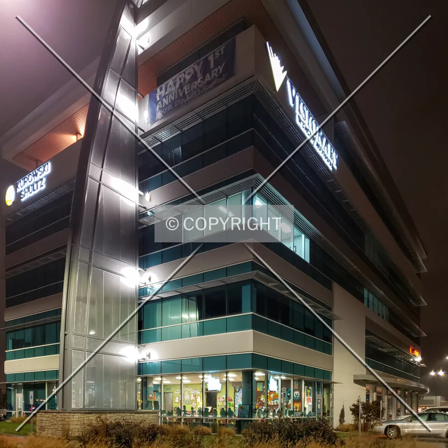 View from the southwest at night; November 23, 2018