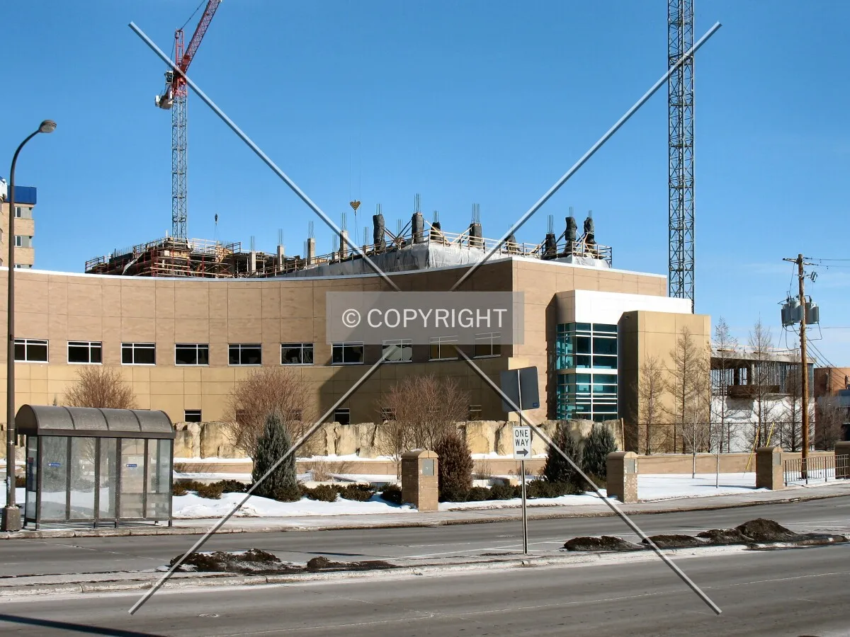 View to the east across Jackson Street, beginning to rise above the existing emergency department