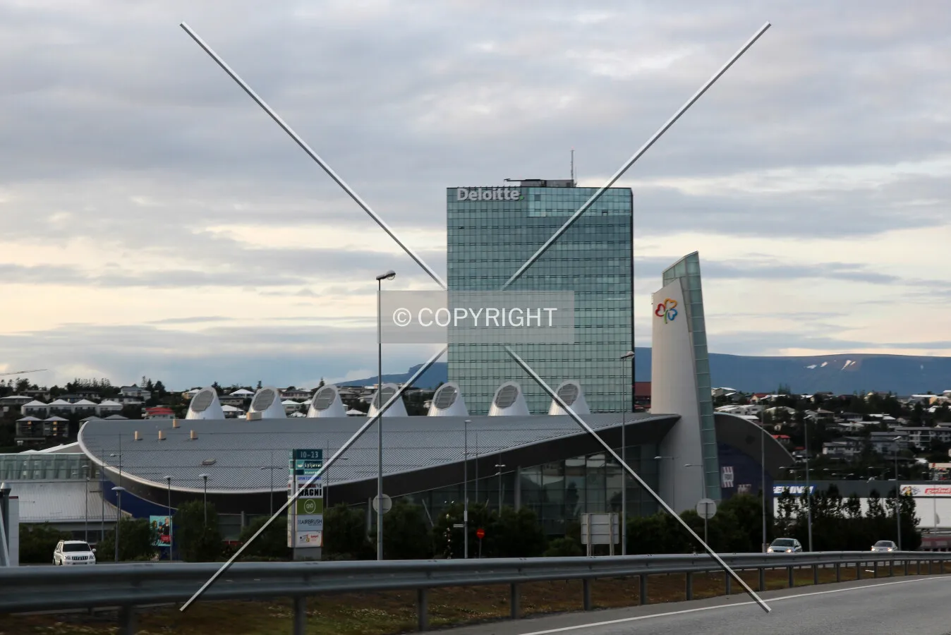View from the south. Looking across Smáralind shopping mall.