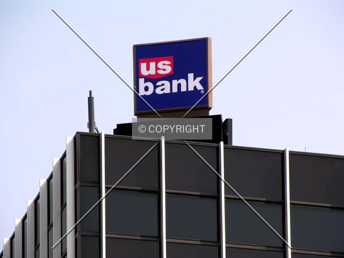 Signage atop the southwest corner