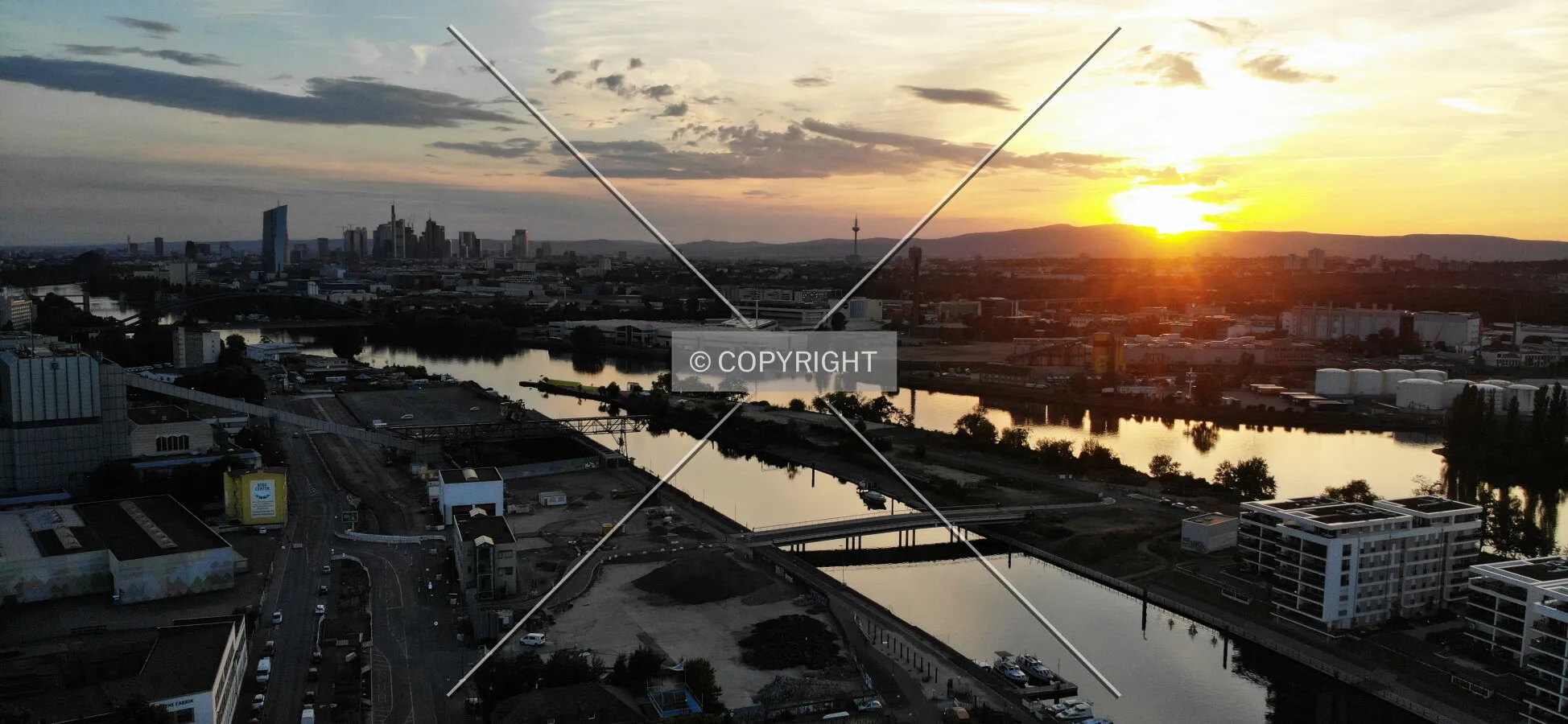 Sunset over Frankfurt and Offenbach