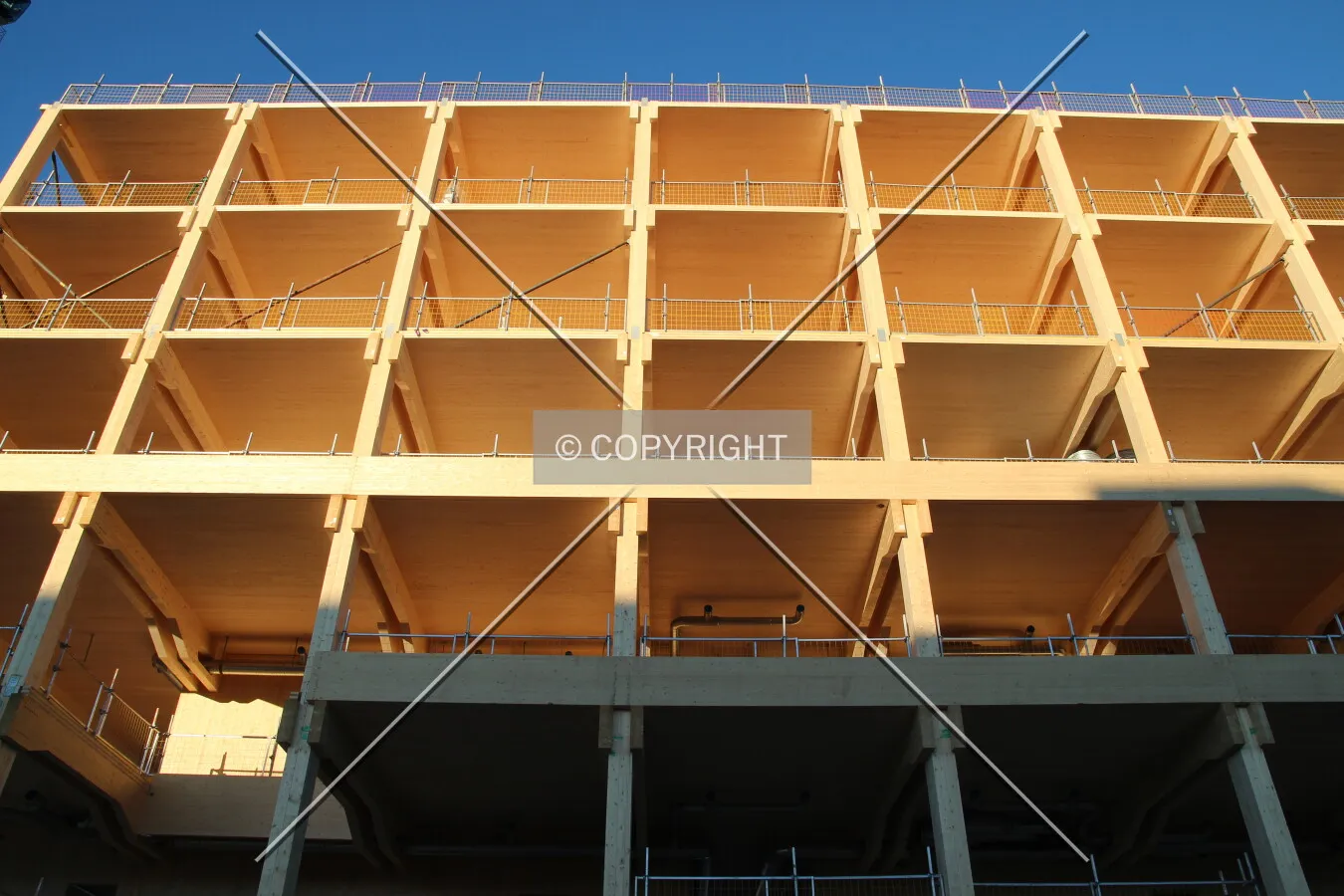 Looking up south facade