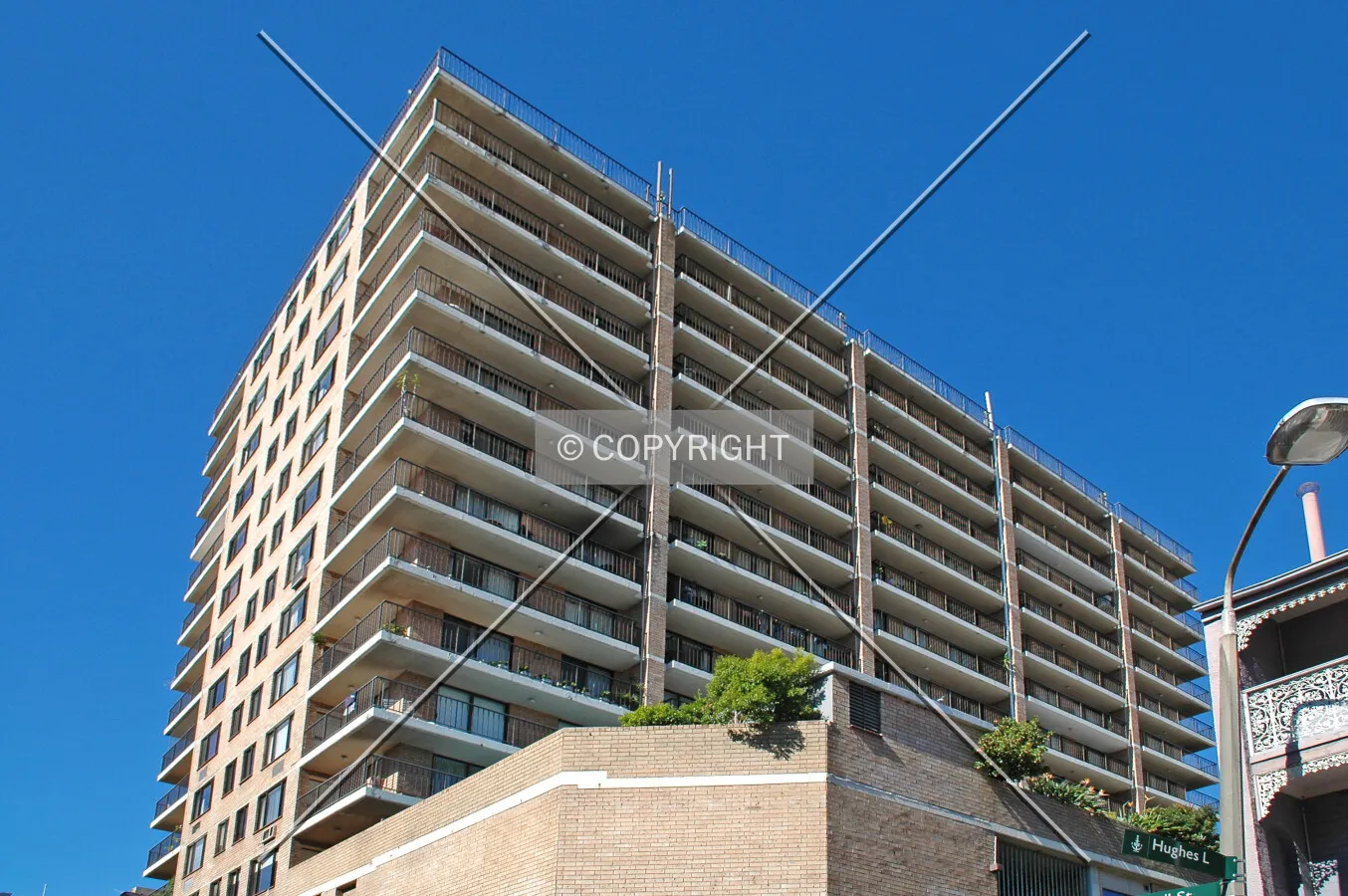 Looking up from Orwell Street