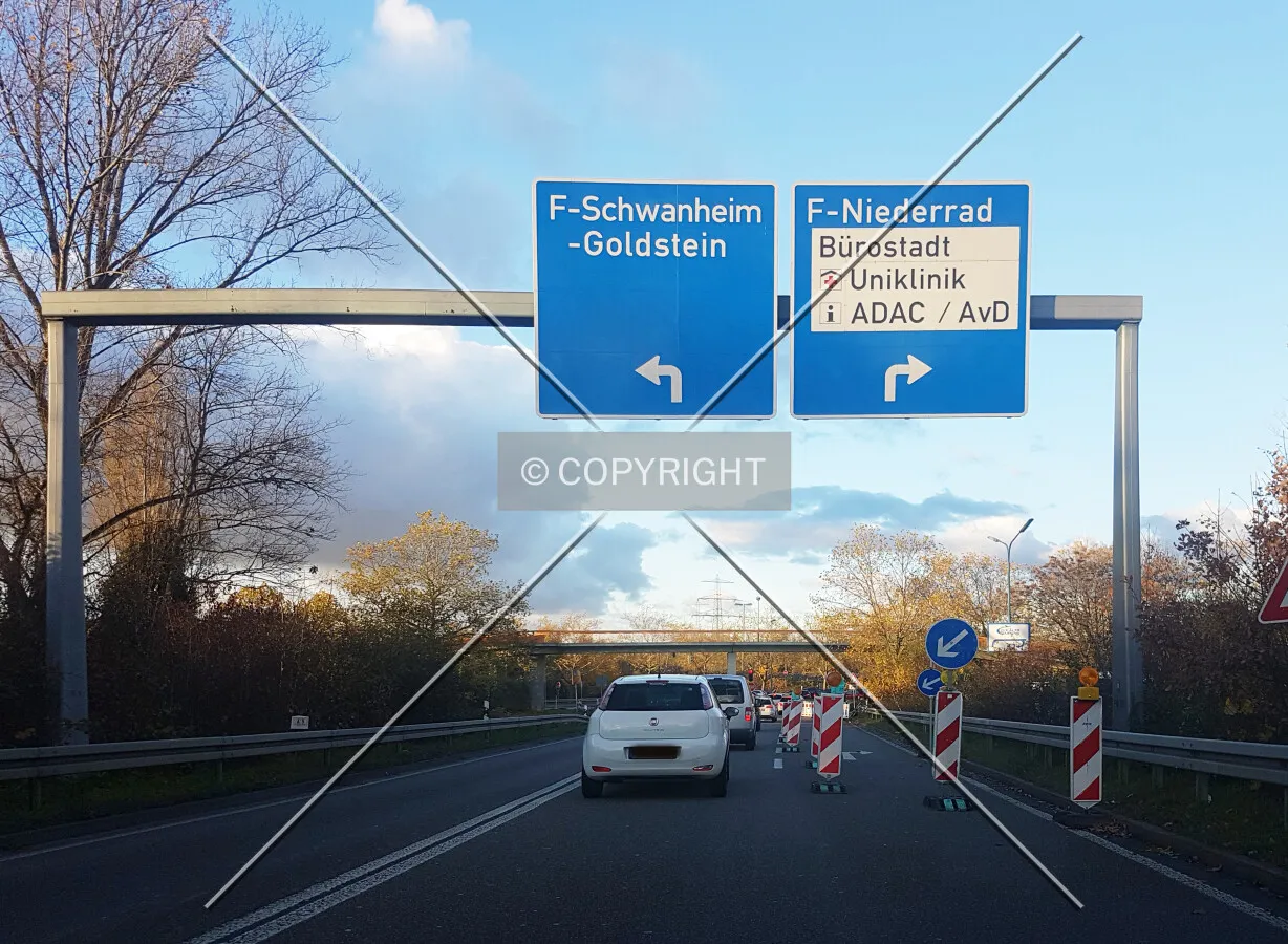 Sign at Autobahn exit Niederrad
