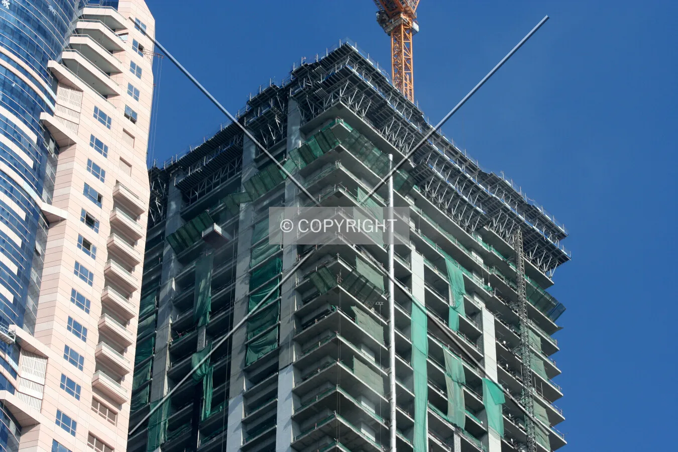 View of the latest floors added to the construction