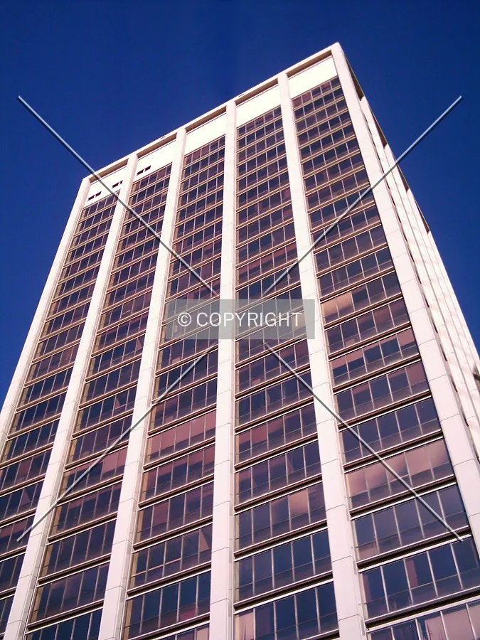 Looking up the east facade