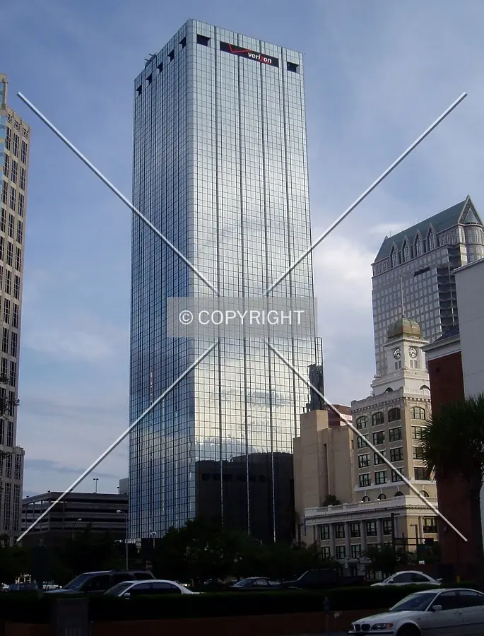 From the northeast, with the AmSouth Building in the right background