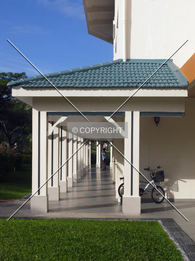 Linkway along the southern side of the building