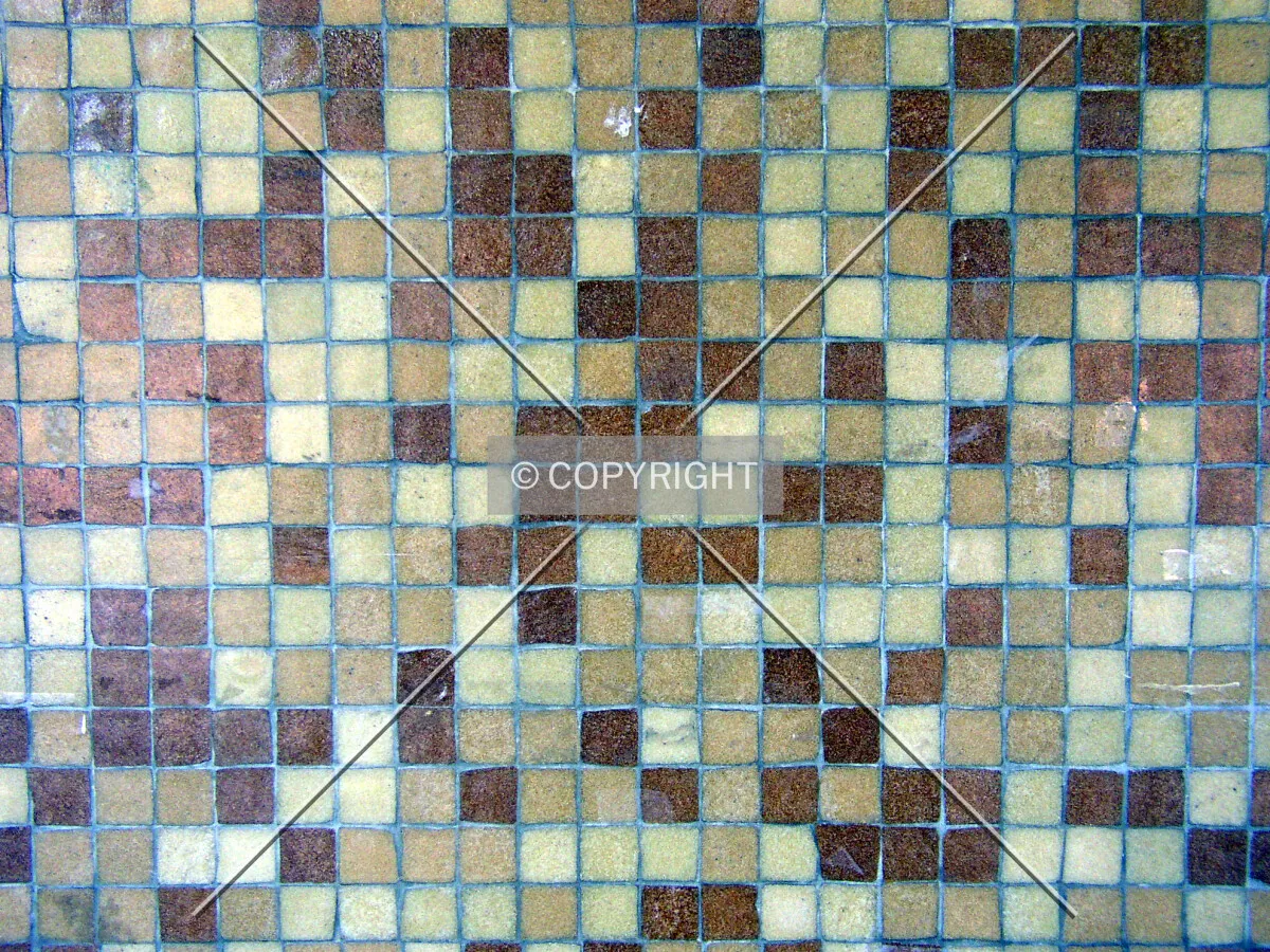 Detail of the mosaic tile work on the walls of the main lobby