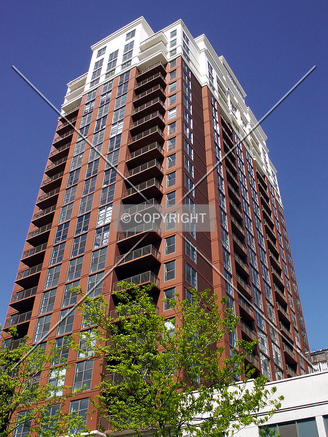 Looking up the southwest corner