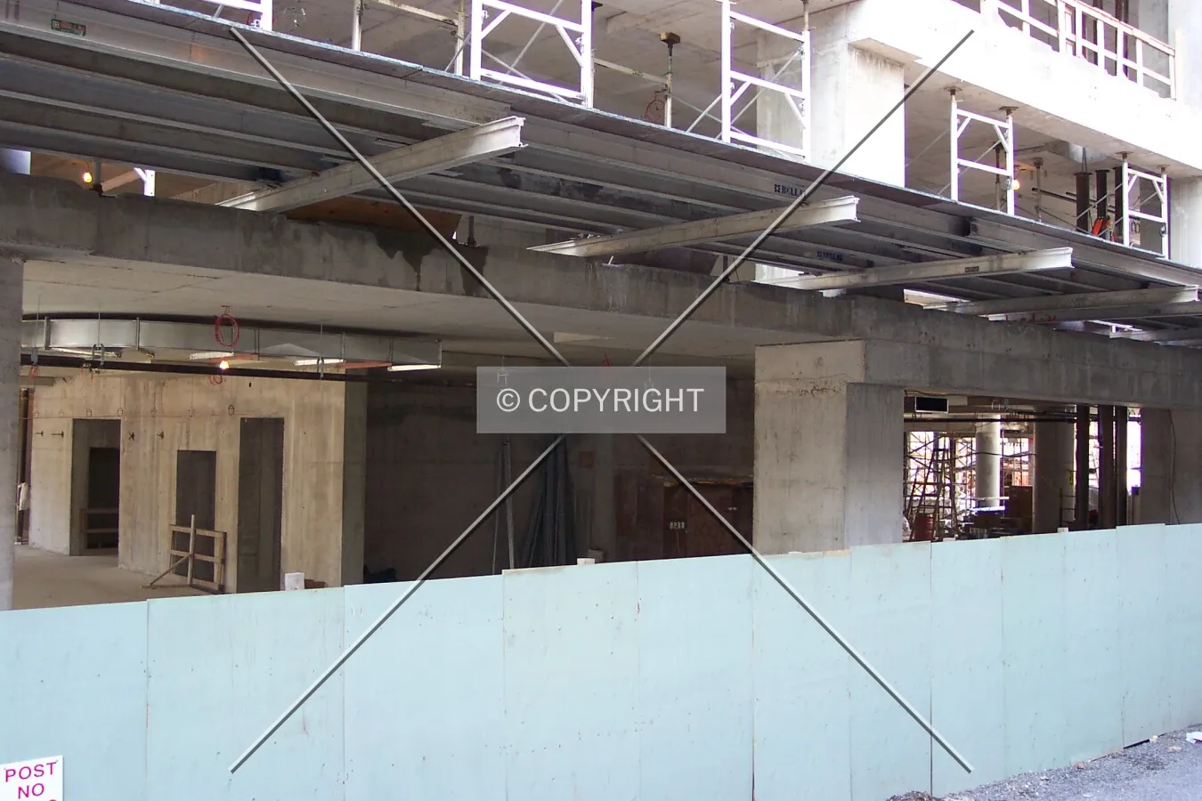 Looking northwest along the eastern-side alley, 1st floor