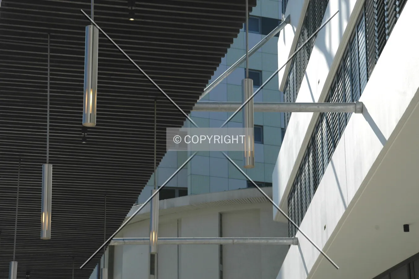 Lighting fixtures on the buildings westside