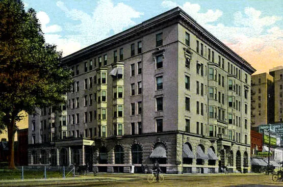 View from the west at Church and Trade streets