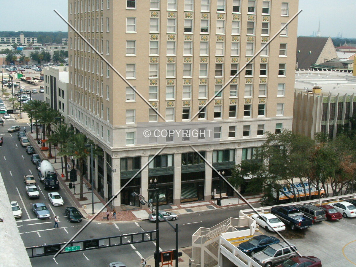 View from neighboring building looking north