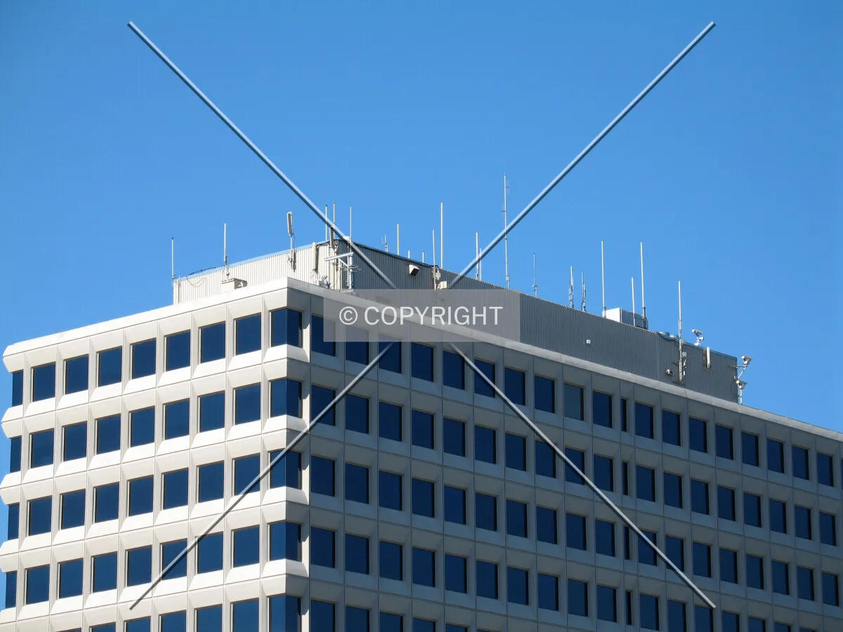 Top four floors and the mechanical penthouse viewed from the southwest