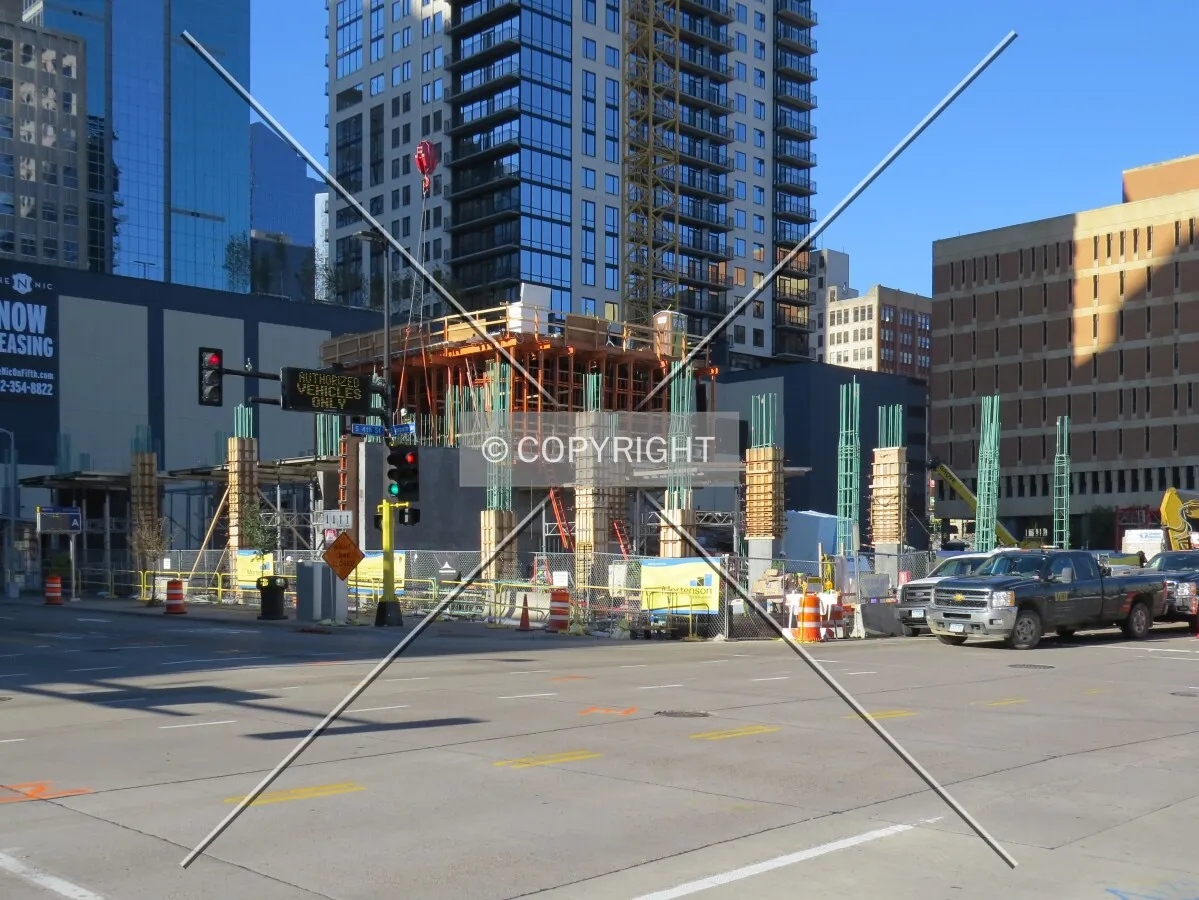 View to the southwest across Marquette Avenue & 4th Street South