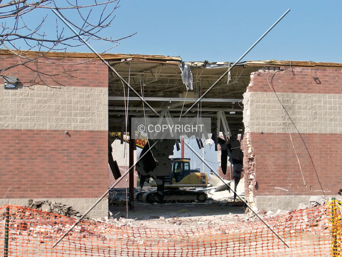 View into the building during demolition