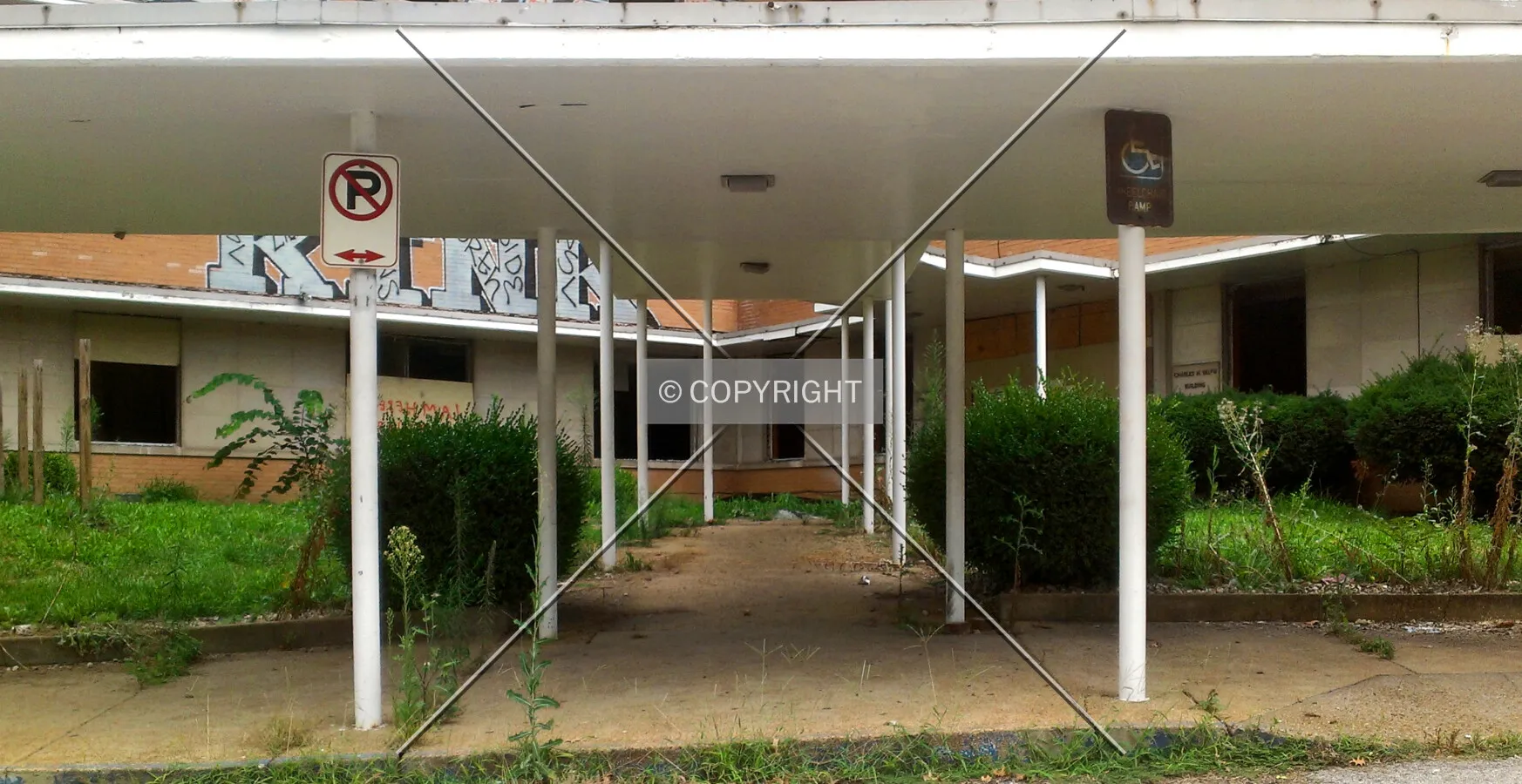 Covered walkway to the front door; August 14, 2013