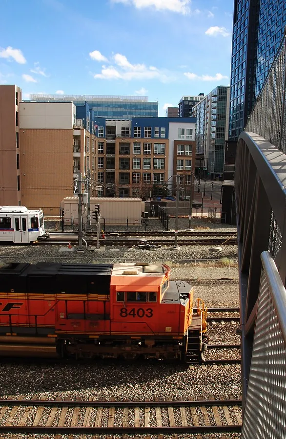 Train about to pass underneath