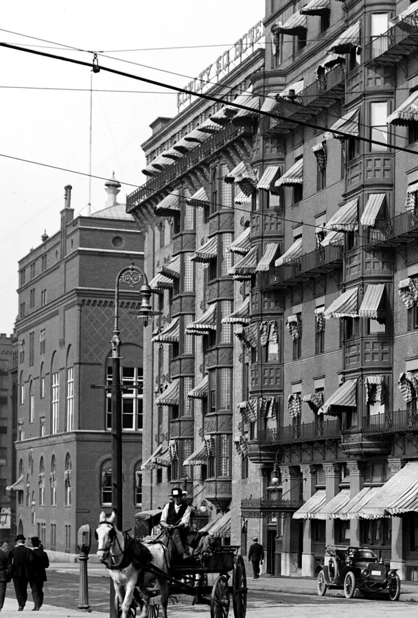 Vintage view from the southwest before three-story vertical addition