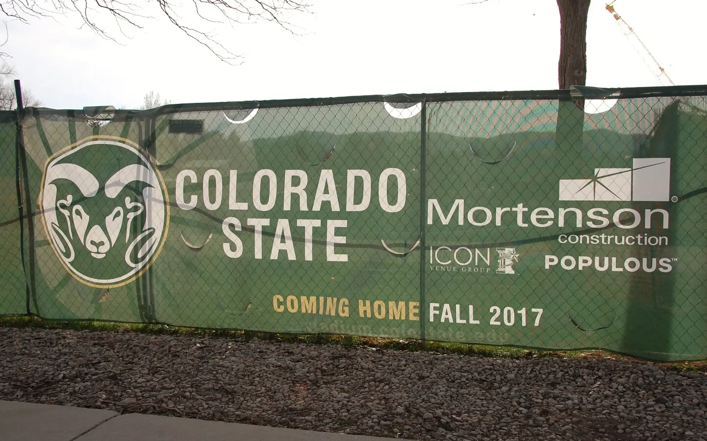 Banner along the construction fence