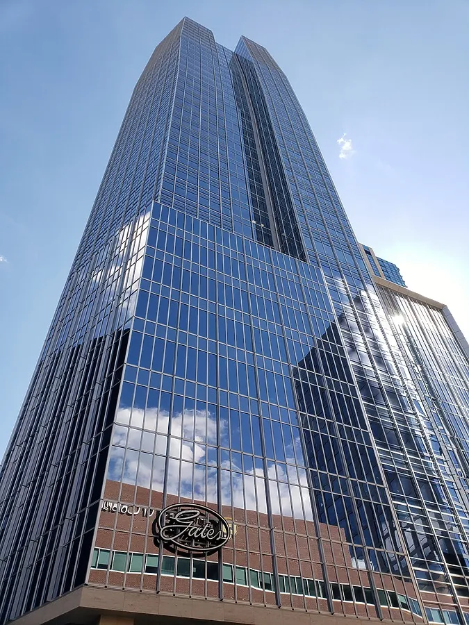 Looking up from the northwest