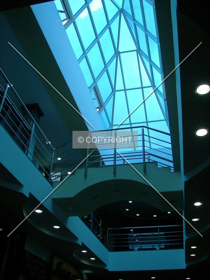 Glass roofing seen from the first floor