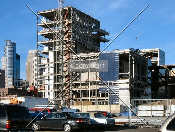 Full elevation to the west from a neighboring parking lot