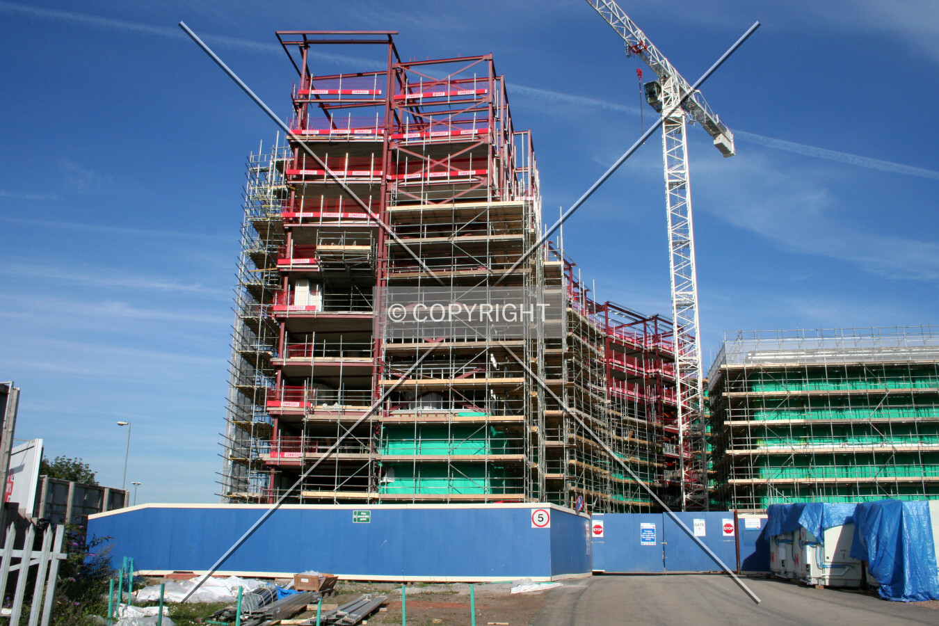 Looking up at the construction progress