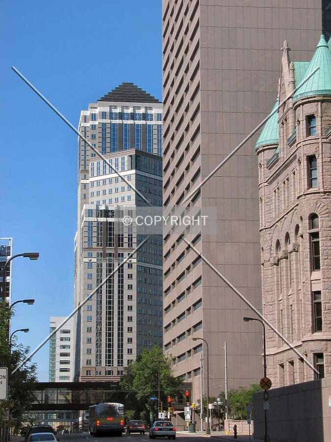 View to the south along 4th Avenue, past City Hall and the Hennepin County Government Center