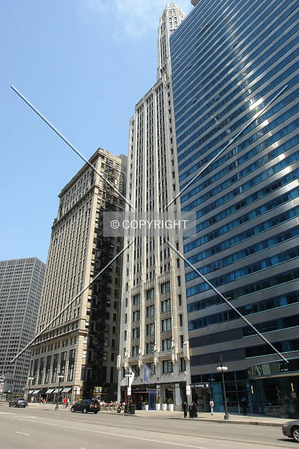 The slender Mather Tower as seen from East Wacker Drive
