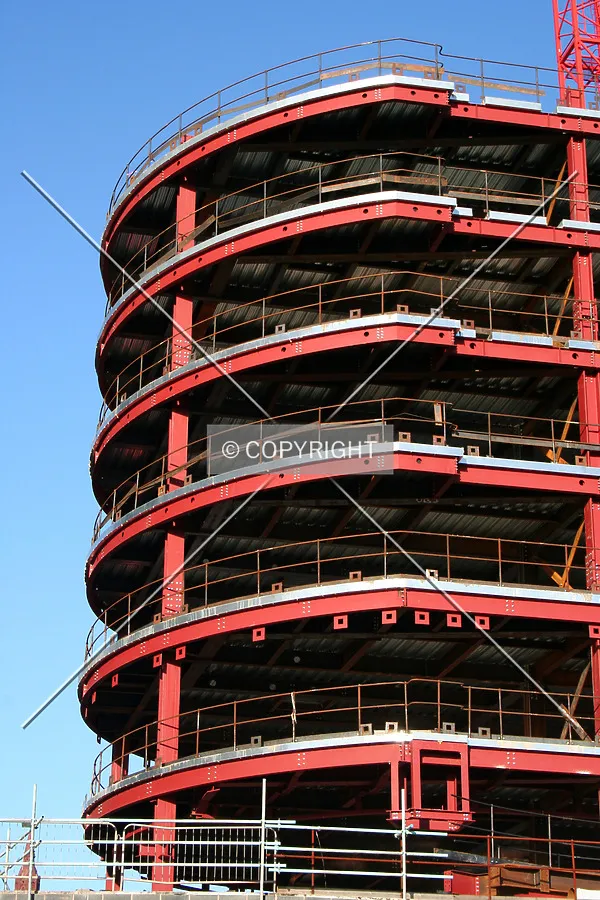 Looking up at the construction progress