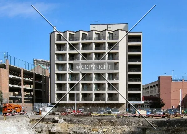View to the east from Cedar Street, across the excavation for the new Minnesota Public Radio Building