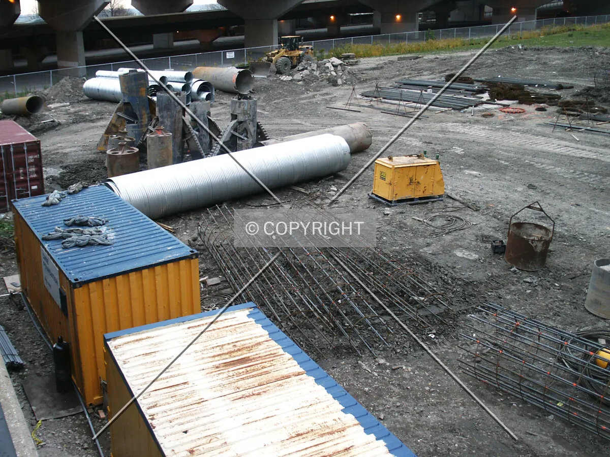 Staging area east of the site