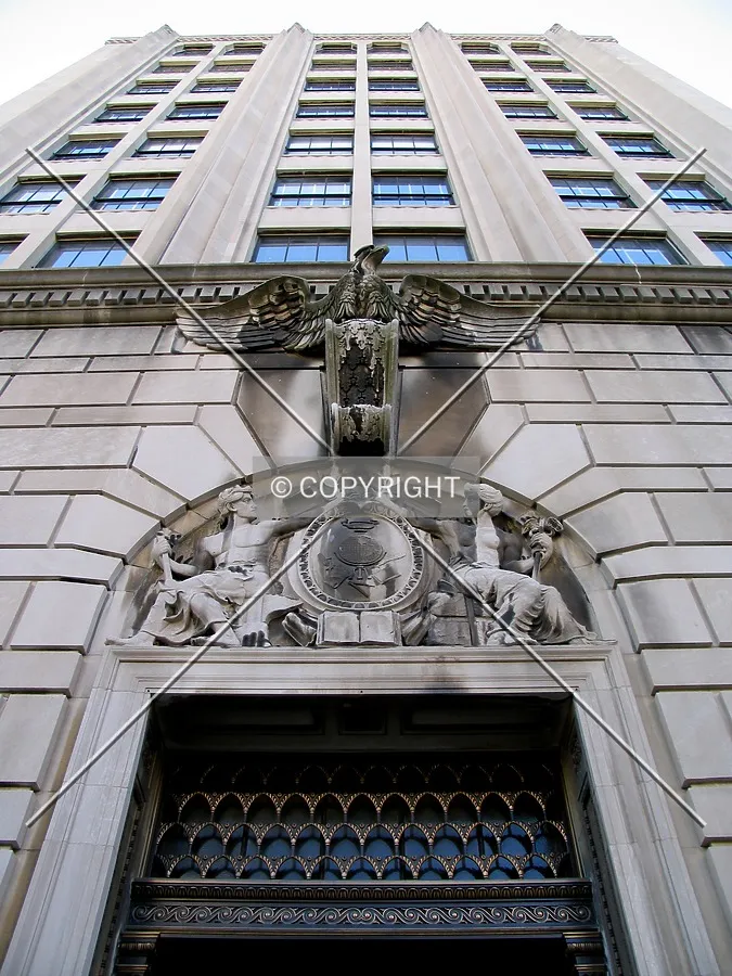 Looking up at the east entrance on North 21st Street