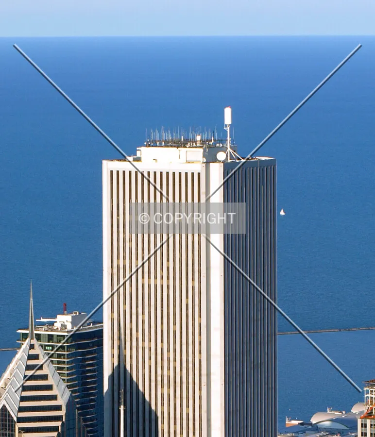 New communication mast on top of the building viewed from the Willis Tower Skydeck