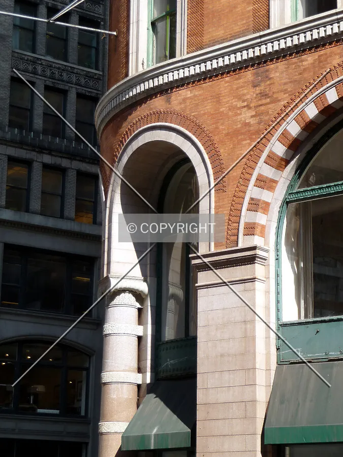 Arches at the curved northwest corner