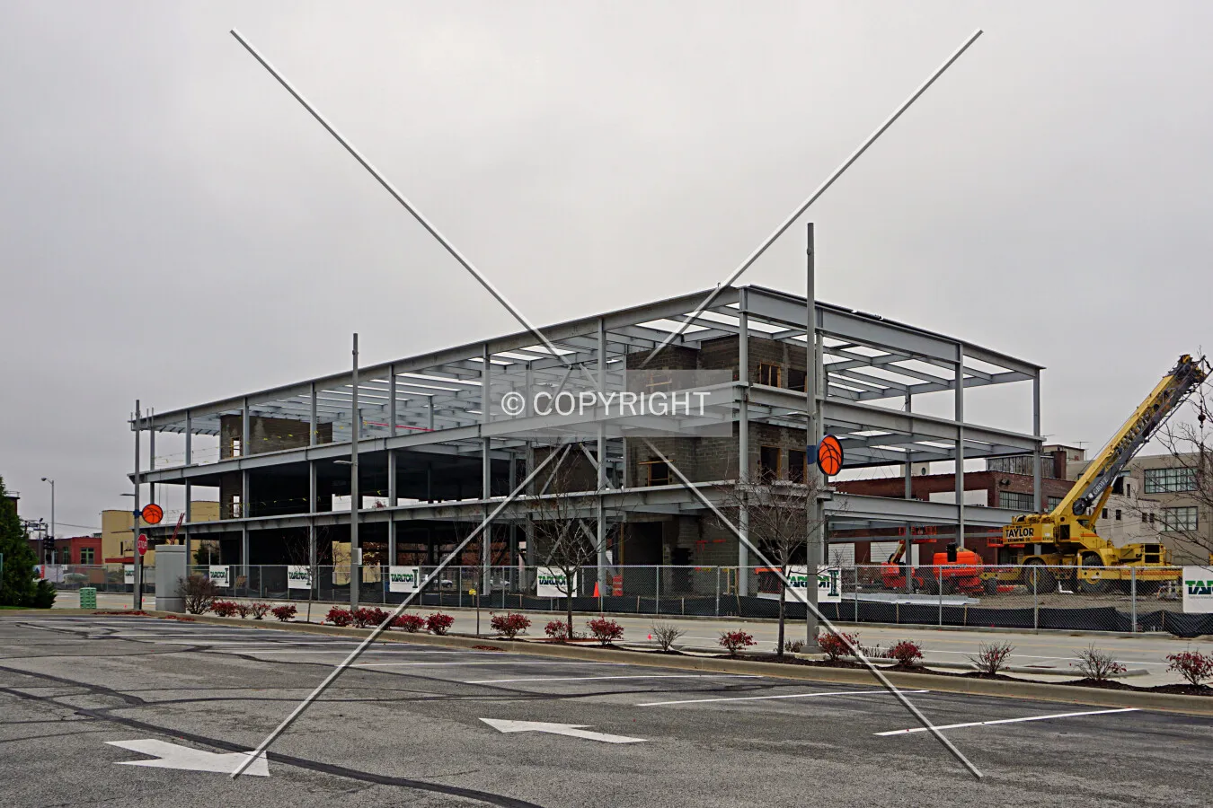 View from the southwest during frame assembly; November 28, 2015
