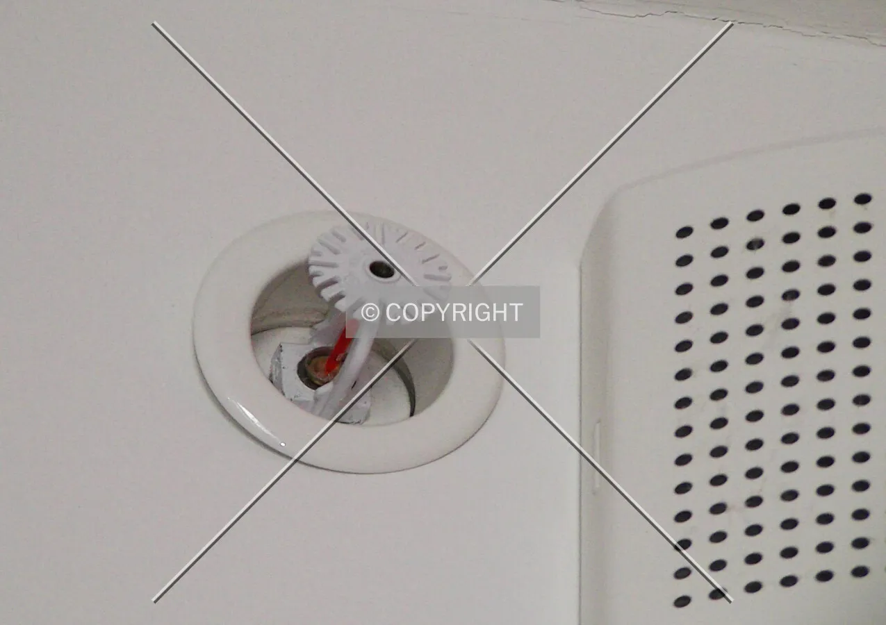 A sprinkler in a hotel room