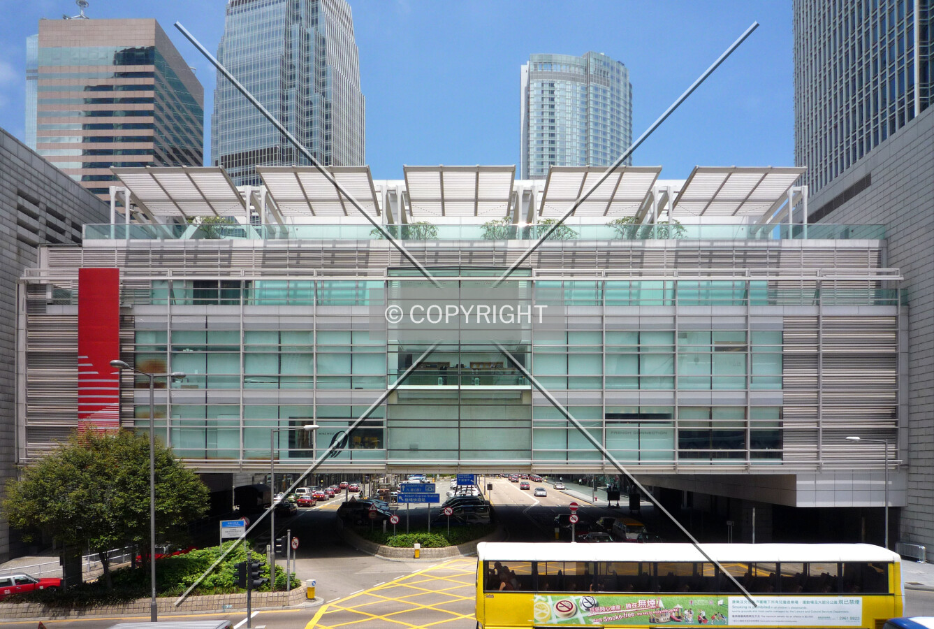 Exterior of IFC Mall above Man Cheung Street